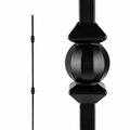 Nuvo Iron in Square x 44in Long Black Steel Interior Balusters - Double Ball and Sphere, 12PK SQI2BS-MP12
